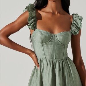 Astr the Label  Wedelia Bustier Midi Dress in Sage green